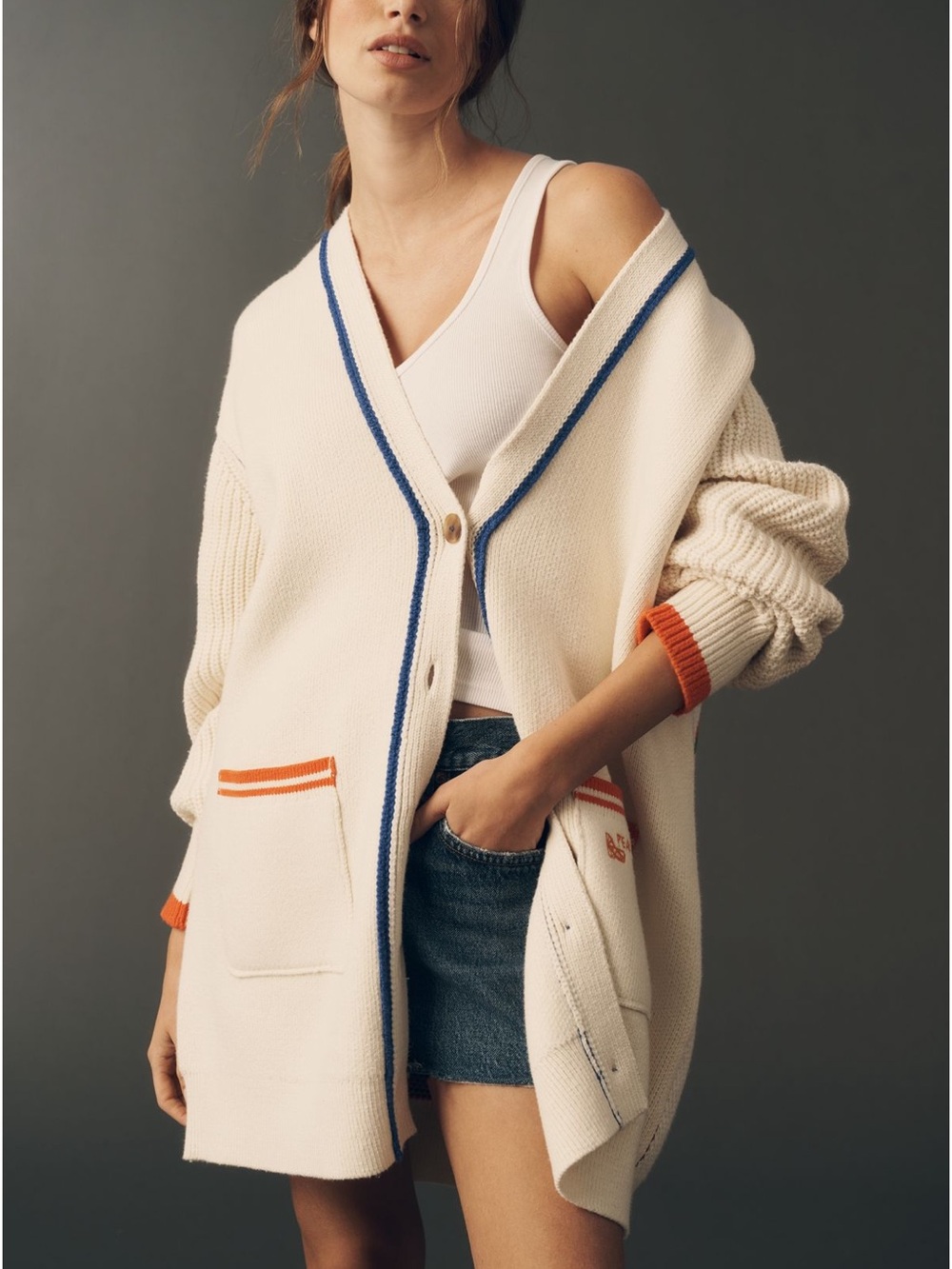 NWT Maeve Cotton Blend Veggie Motif Cardigan Sweater - Citrus - SP - Picture 2 of 12